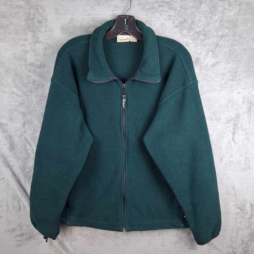 Woolrich Polartec Fleece Jacket Mens L Green Full Zip Made in USA Vintage 90s